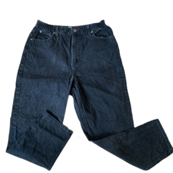 L.L. Bean Relaxed Fit Black Denim Vintage Petite Jeans Size 14 - Picture 1 of 9
